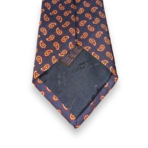 Etro Milano Red & Navy Blue Paisley Made in Italy Necktie - Picture 5 of 7